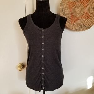 Chaser Rib Knit Snap Button Down Tank Top